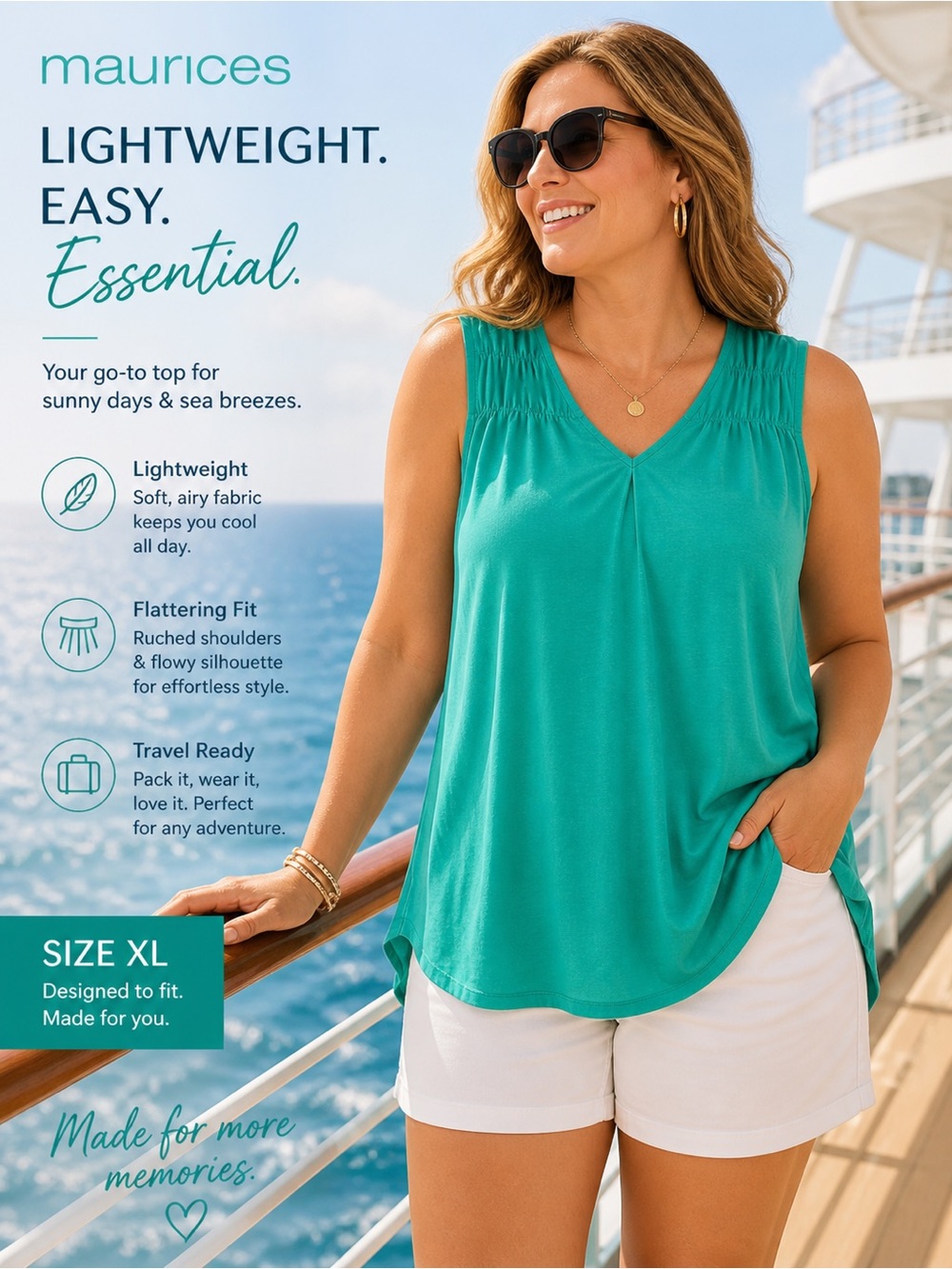 Maurice’s size XL turquoise lightweight top